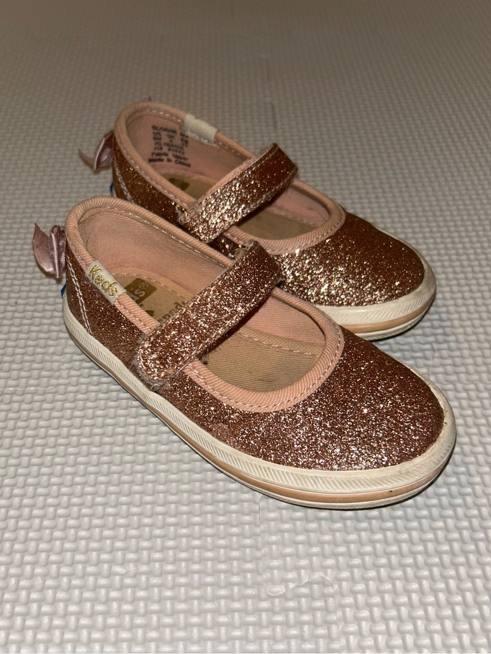 Kate Spade Keds Sparkle Mary Jane Shoes - Rose Gold Glitter